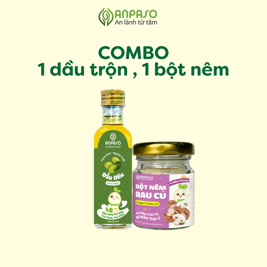 Combo Ăn Dặm Vàng: 1 Hạt Nêm Cho Bé Ăn Dặm Anpaso,1 Dầu Ăn Dặm Cho Bé Anpaso