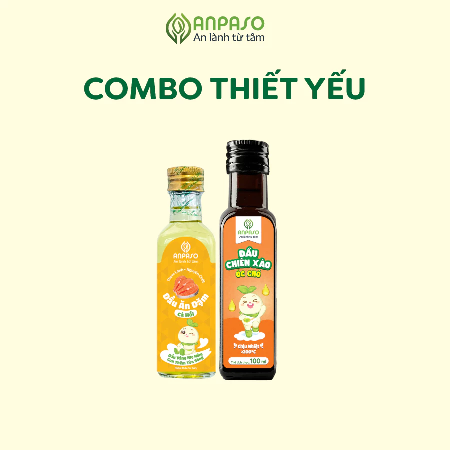 Combo Thiết Yếu: Dầu ăn dặm cho bé Anpaso 100ml và Dầu chiên xào cho bé Anpaso 100ml