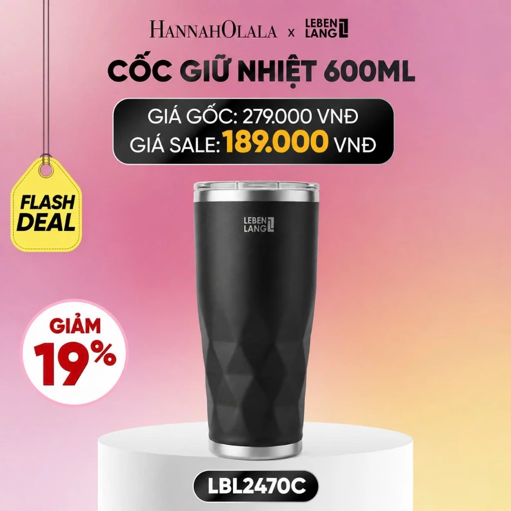 [Hannah x Lebenlang] Cốc giữ nhiệt Lebenlang LBL2470C