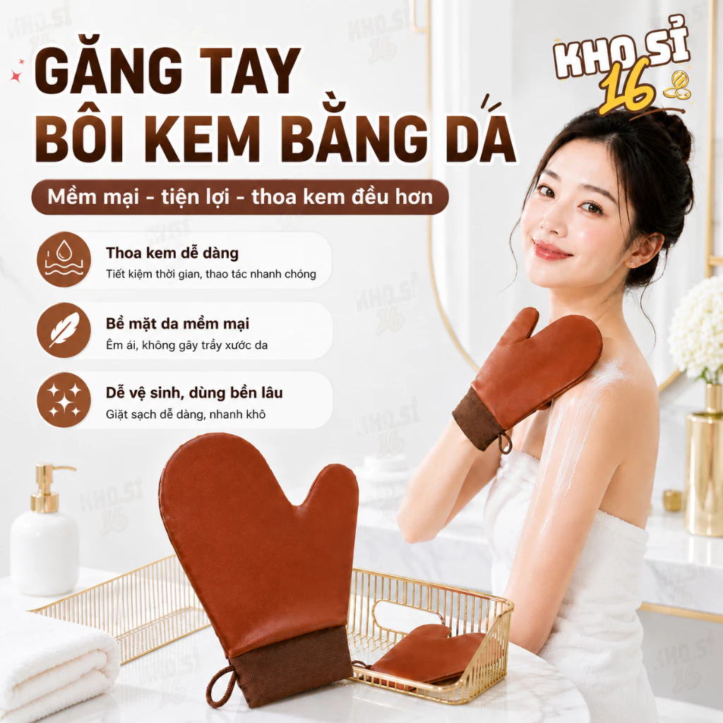 [MUA 1 TẶNG 2] Găng Tay Da Thoa Kem Body, Găng Tay Bôi Kem Dưỡng Thể 2 Mặt Cao Cấp_khosi16