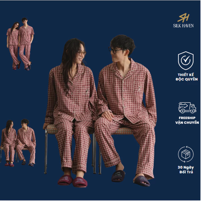 Bộ pijama mặc nhà chất cotton Hàn Cao cấp cho cặp đôi - BĐ09- Bộ ngủ cotton cho nam và nữ
