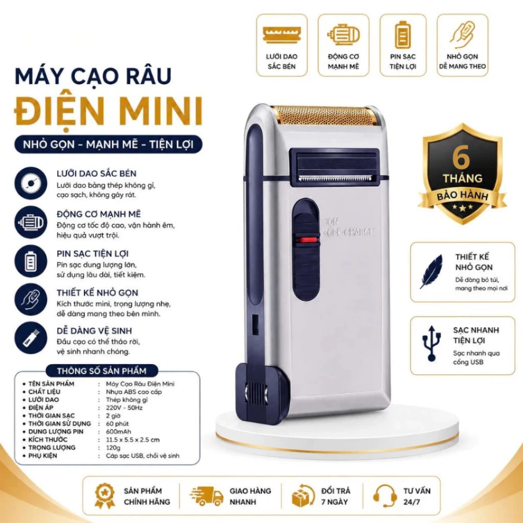 [ HỎA TỐC ] Máy cạo râu- máy cạo râu khô, tích điện, pin trâu, thiết kế nhỏ gọn chắc chắn