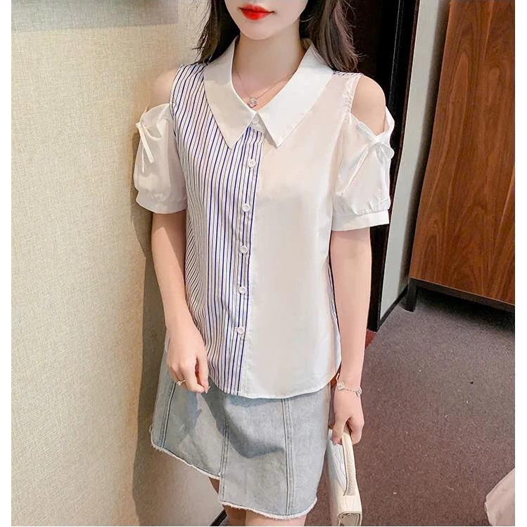 Áo Sơ Mi Nữ Tay Ngắn Hở Vai Buộc Nơ 4 Màu Siêu Xinh, Áo Cộc Vải Lụa Cao Cấp Mềm Mịn Không Nhăn M17