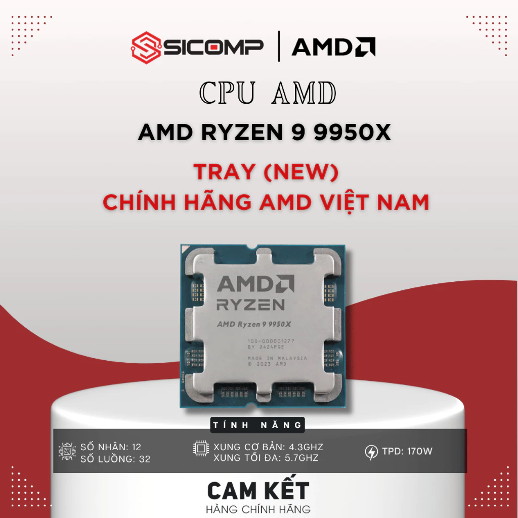 [FULL VAT] CPU AMD RYZEN 9 9950X (TRAY HÃNG), BH 3Y