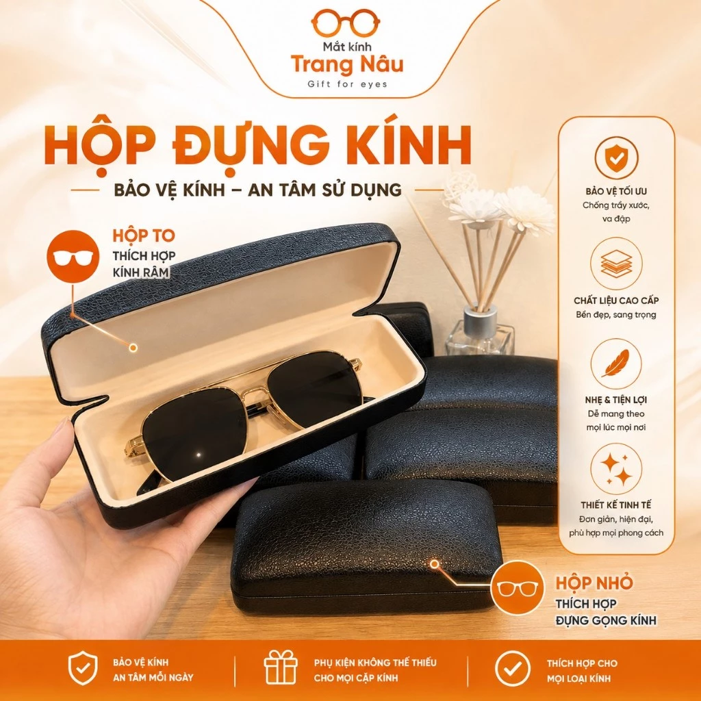 Hộp đựng mắt kính đa năng, siêu bền, đẹp ( Giao màu ngẫu nhiên ) - Kính Mắt Trang Nâu