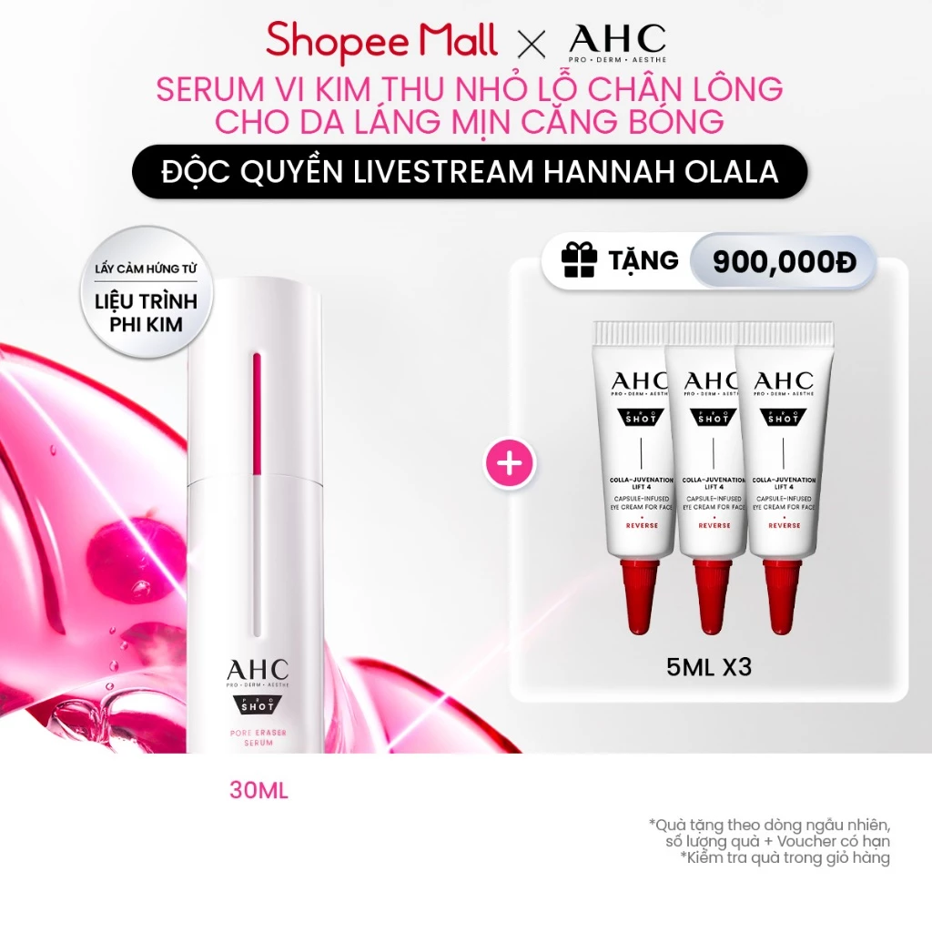 [AHCx HANNAH] Tinh Chất Serum Vi Kim Thu Nhỏ Lỗ Chân Lông AHC Cho Da Láng Mịn Căng Bóng 30ML