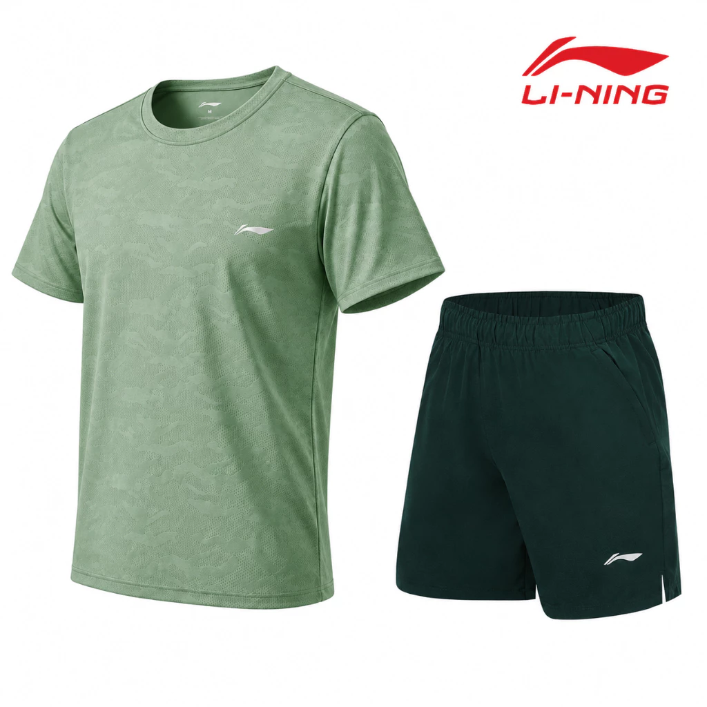 Set đồ nam Li-ning hoạ tiết 01, Bộ quần áo nam thể thao chính hãng chất mềm mịn thoáng mát