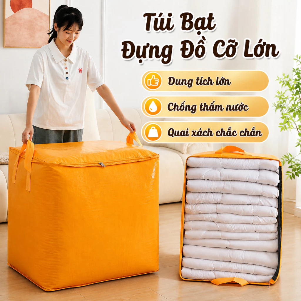 Túi Bạt Đựng Đồ SIÊU TO Chống Nước, Túi Đựng Đồ Chuyển Nhà, Du Lịch Đa Năng Có Quai Xách Chịu Lực