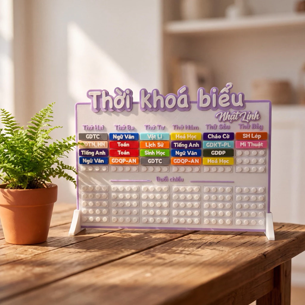 THỜI KHOÁ BIỂU LẮP RÁP MÔN HỌC IN 3D thay đổi môn học cấp học 1, 2, 3 có thể in theo yêu cầu riên