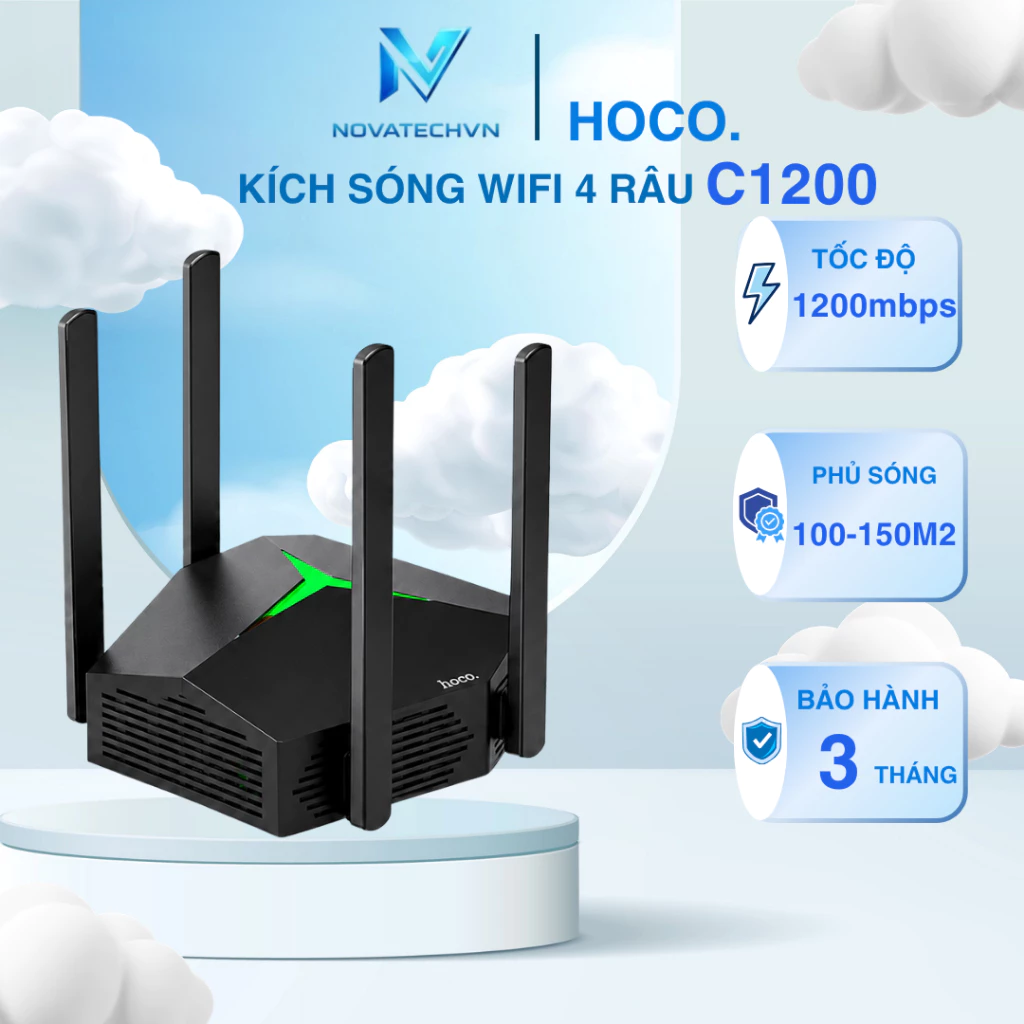 Bộ kích Sóng WiFi 4 Râu 2 Cổng Lan Tốc Độ Cao 2 băng tần kép 2.4ghz/5ghz Tốc Độ Vượt Trội!