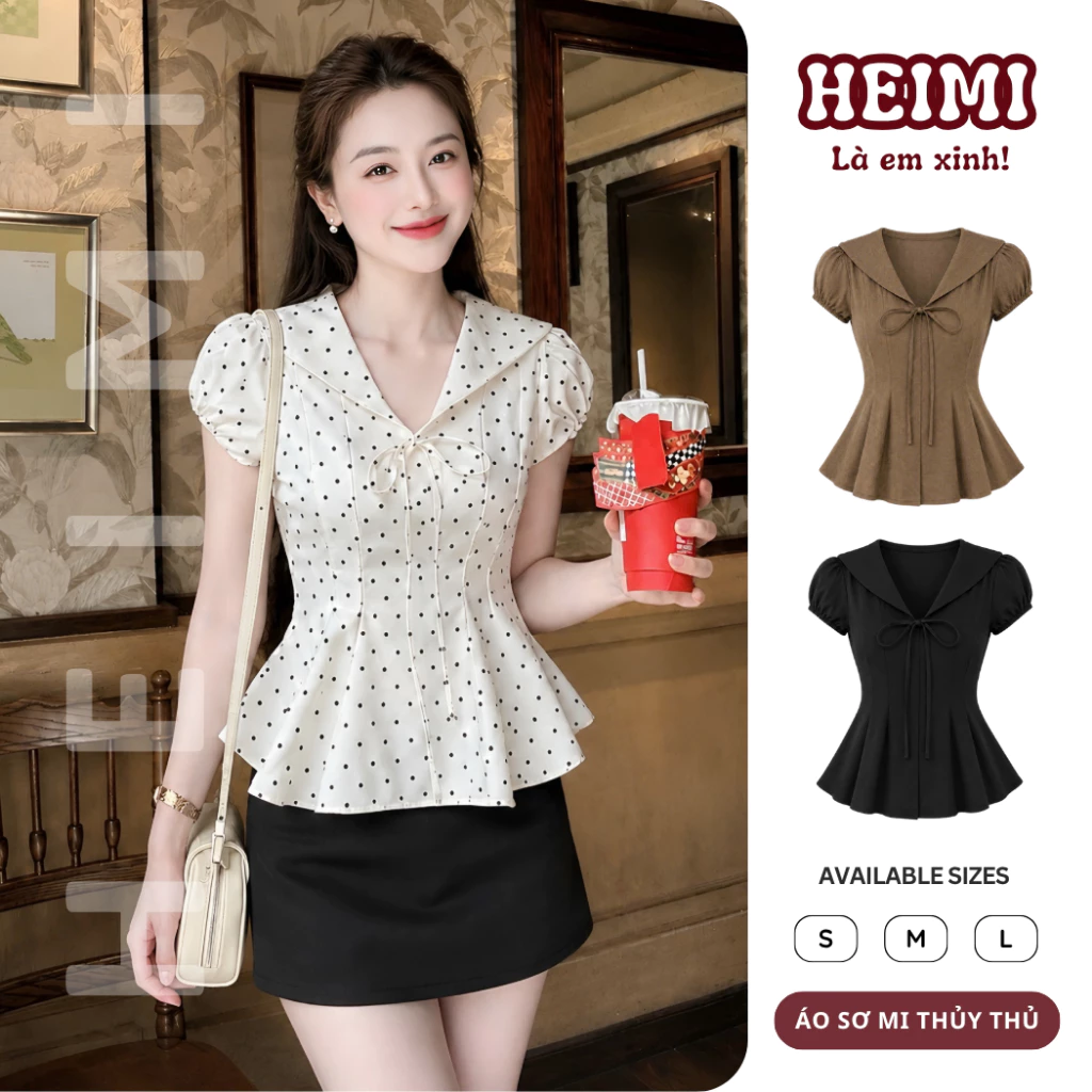 Áo Sơ Mi Cổ Thủy Thủ Thắt Nơ Xinh Xắn Trẻ Trung HEIMI