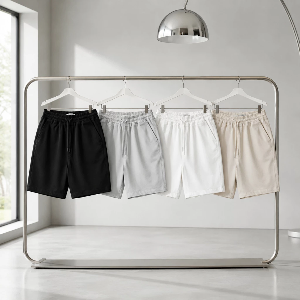 Quần Short Lửng BASIC Dây Rút Có Túi Vải Kaki Dày Dặn Co Giãn 4 Chiều Mền Mịn - TOMANO
