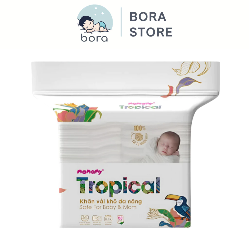 Khăn vải khô đa năng Tropical 160 tờ, khăn khô mamamy tropical cao cấp