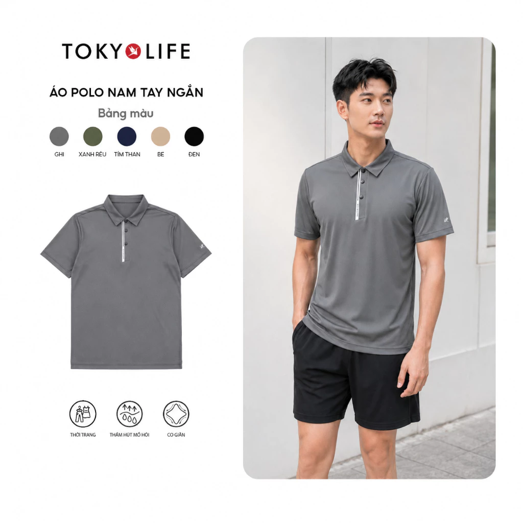 Áo Polo Nam Thể Thao Tay Ngắn Dệt Kim Co Giãn Dáng Ôm Vừa Thoáng Mát 40006059 - TOKYOLIFE