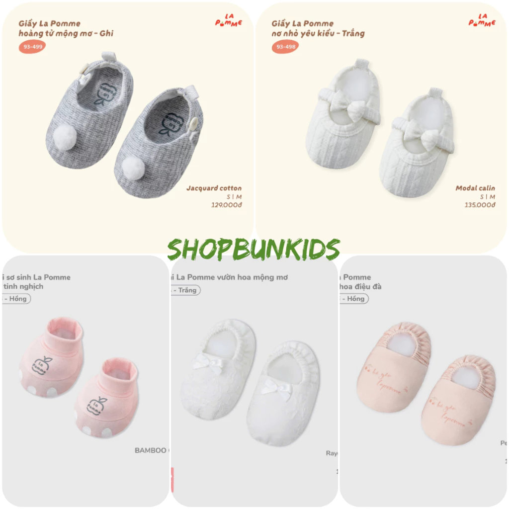 Giày vải sơ sinh La Pomme bé bao chân 0 - 12 tháng