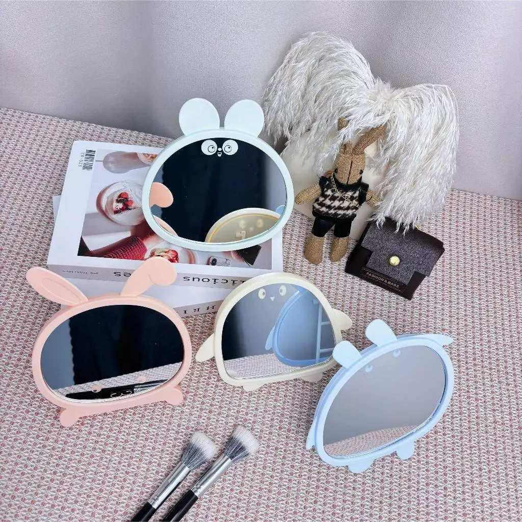 Gương để bàn mini trang điểm Lumi Lax, gương decor dễ thương tai mèo tai Gấu