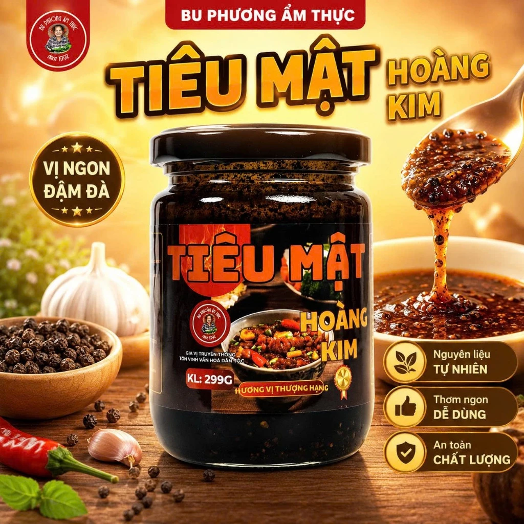 Tiêu Mật Hoàng Kim Thượng Hạng - Thương Hiệu Bu Phương Ẩm Thực (Chấm, Kho, Rim: Thịt, Cá, Hải Sản)