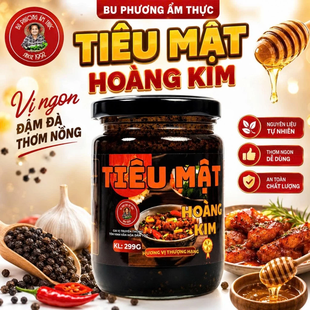 Tiêu Mật Hoàng Kim Hộp 299G - Thương Hiệu Bu Phương Ẩm Thực (Chấm , Sốt ,Ướp thịt và Hải sản)