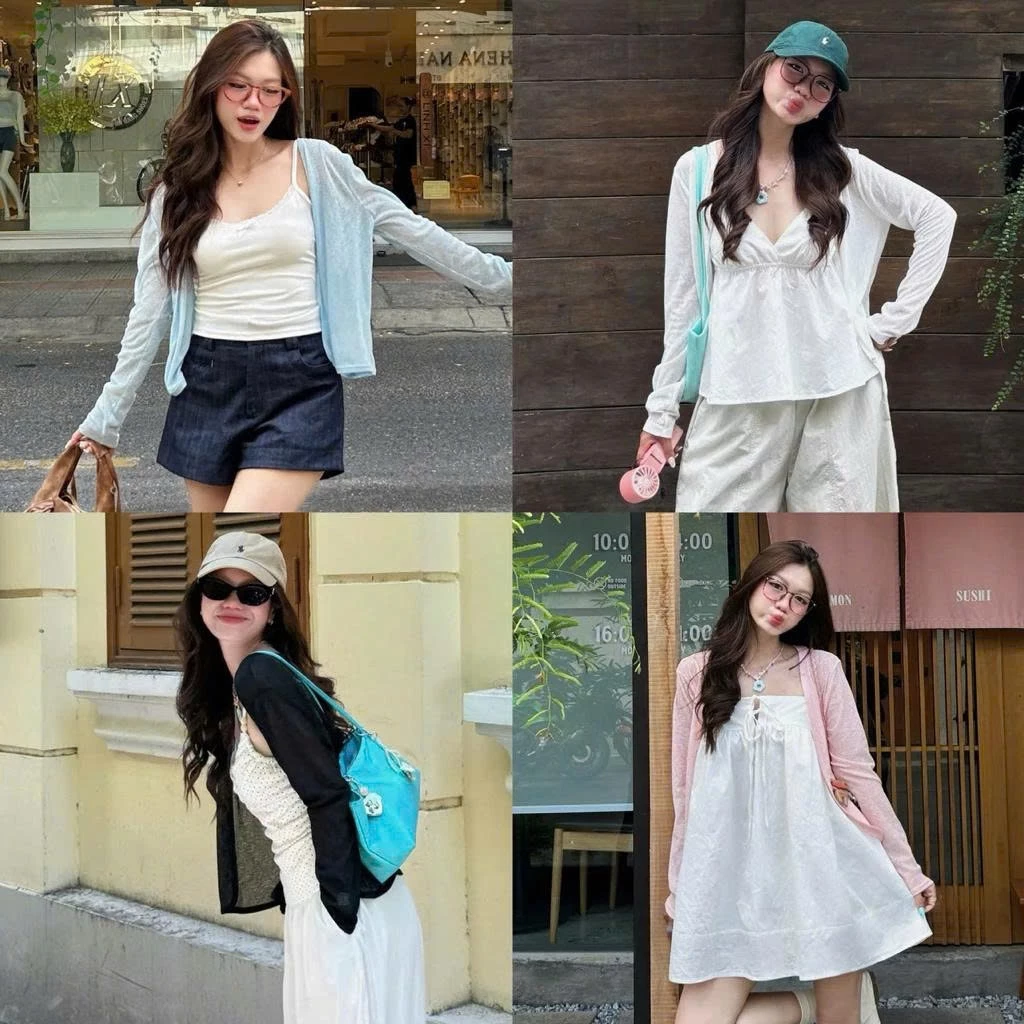 Áo cardigan nữ thun giấy mỏng dáng vát cong tay dài A3769 247store