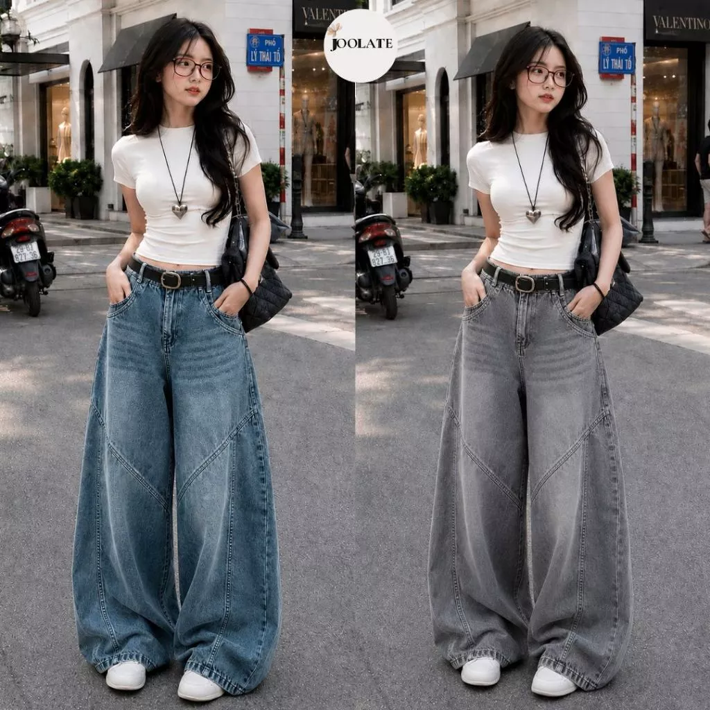 Quần Jean Ống Cong Joolate Form Rộng Nam Nữ Unisex Phong Cách Streetstyle Túi Nắp Sau Bản Pre Màu Retro