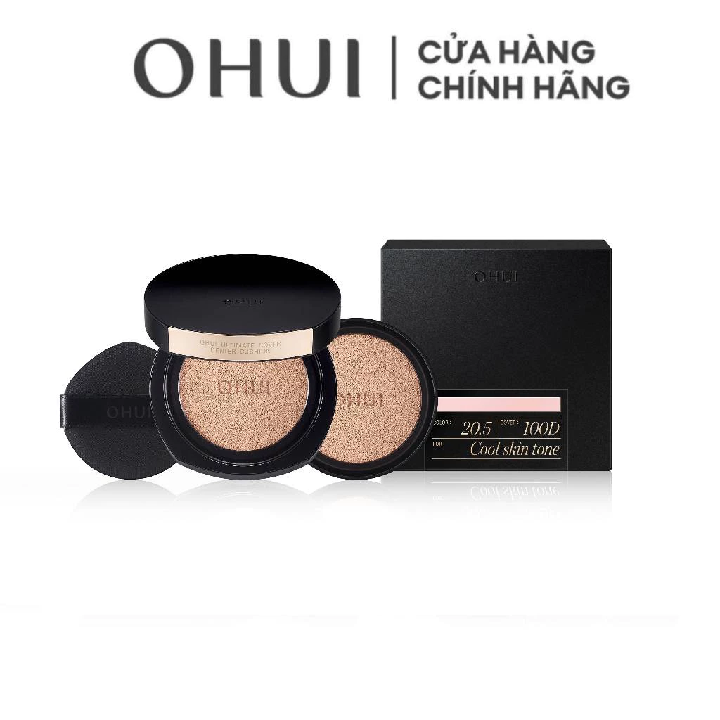 [HB Gift] Phấn nước kiềm dầu che phủ cao mỏng nhẹ OHUI Ultimate Cover Denier Cushion SPF50/PA+++ 13G (Tặng 1 lõi)