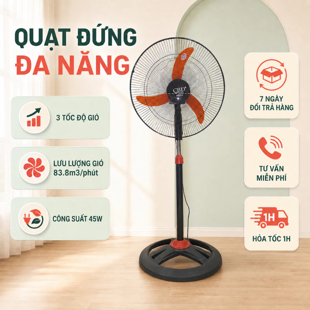 💥Miễn Phí Ship💥 Quạt Cây Cỡ Lớn Công Suất 45w Điện Áp 220v giá xưởng