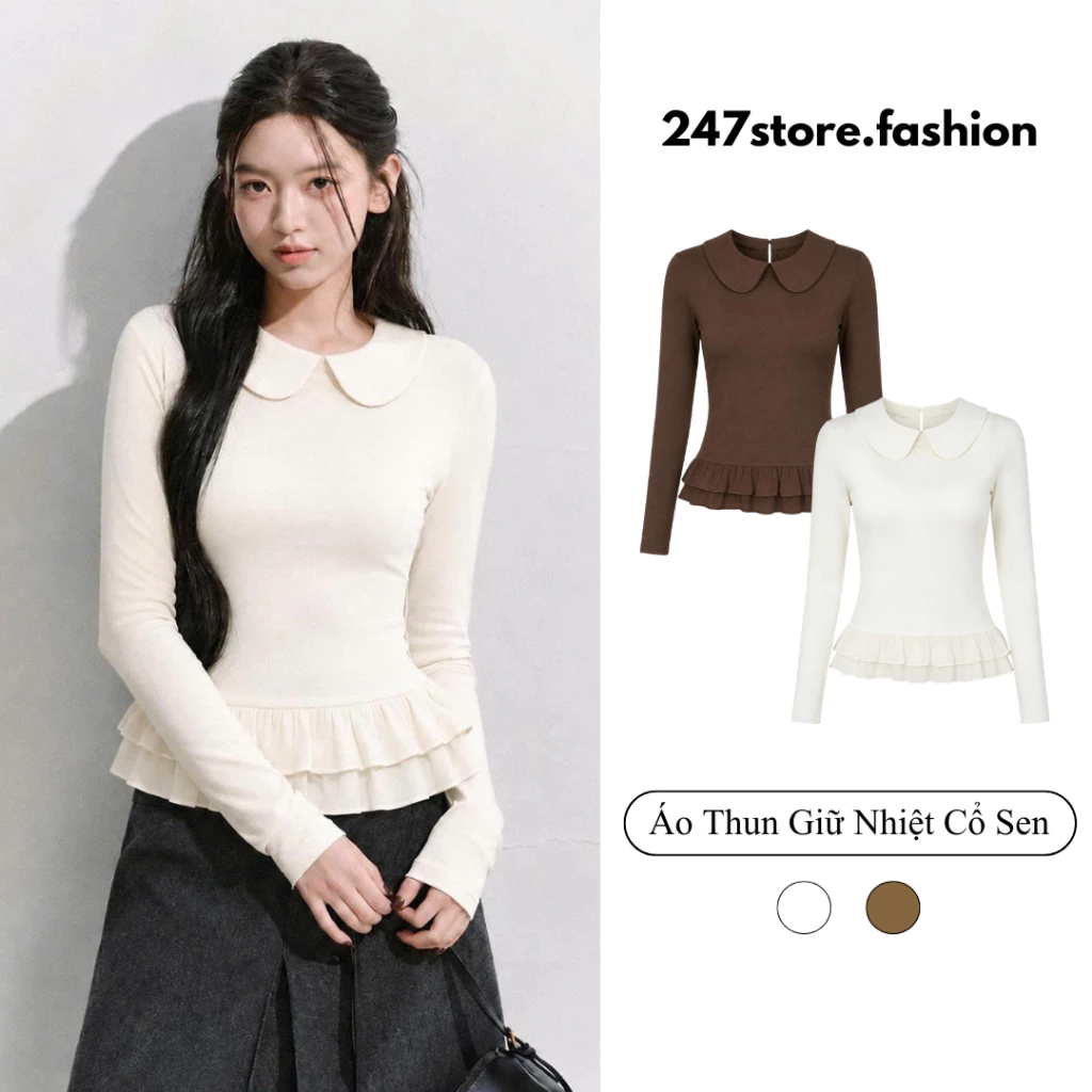 Áo giữ nhiệt cổ sen ôm body chất vải mềm mịn dày dặn co giãn 4 chiều dễ phối đồ phong cách đa dạng 5427 247store