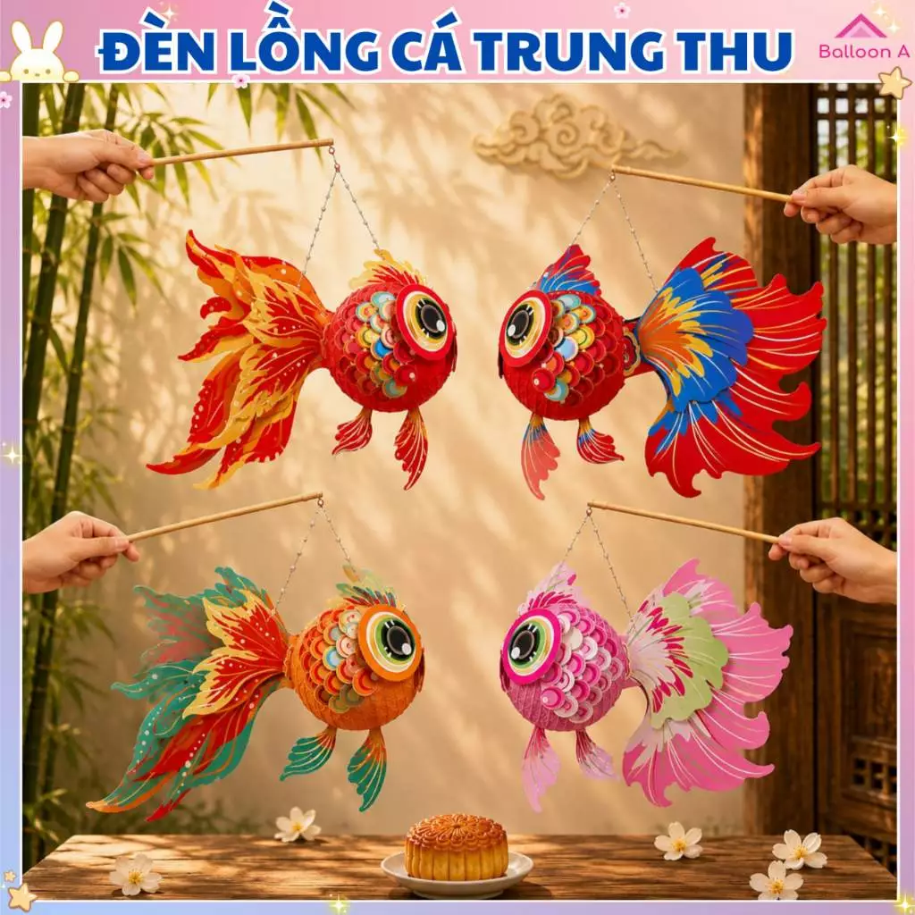 Đèn Lồng Cá Chép Ngọc Ngũ Sắc (kèm đèn led)- Đèn Cá Chép Trang Trí Lễ Hội ,Phụ Kiện Rước Đèn Trung Thu 2026