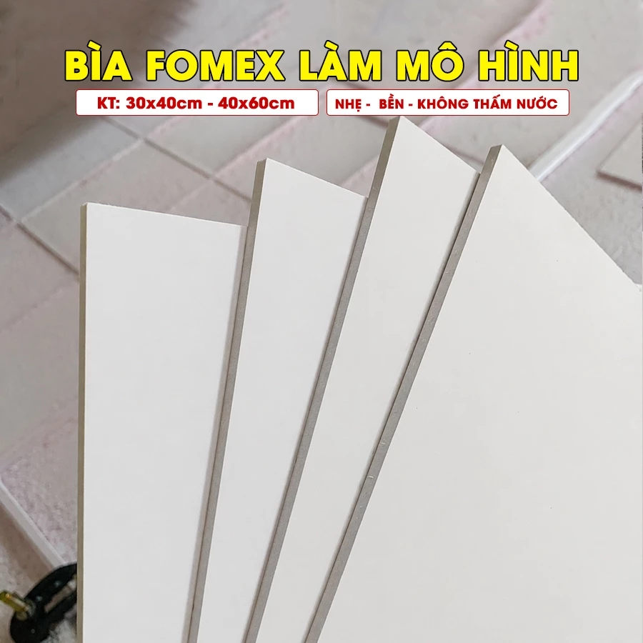 (Mua 6 tấm tặng 1 dao) Combo 2 Bìa Fomex, Bìa mô hình Fomex trắng - Fomex dày 3mm, 5mm, 8mm