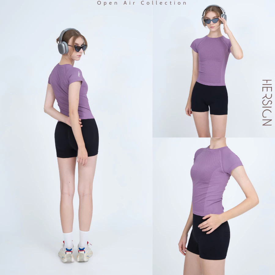 HERSIGN Áo tập gym nữ ngắn tay cho người mới Áo thể thao chạy bộ đạp xe cho nữ AO43 BST HERSIGN OPEN AIR