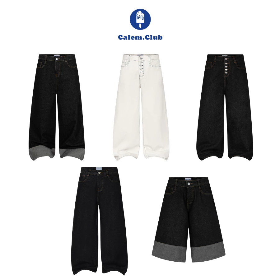 Quần Jean Ver.3 Dài/ Short Jean ver 3-Calem.Club Jean Ver 3 Fold Series chất liệu Denim form nam nữ phong cách trẻ trung
