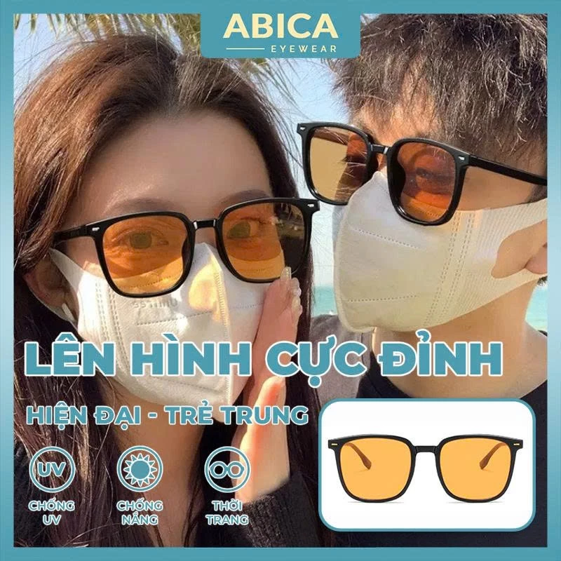 Mắt kính râm mát nữ nam mắt không độ chống UV400 tia bức xạ phong cách Hàn Quốc thời trang đẹp giá rẻ ABICA 266