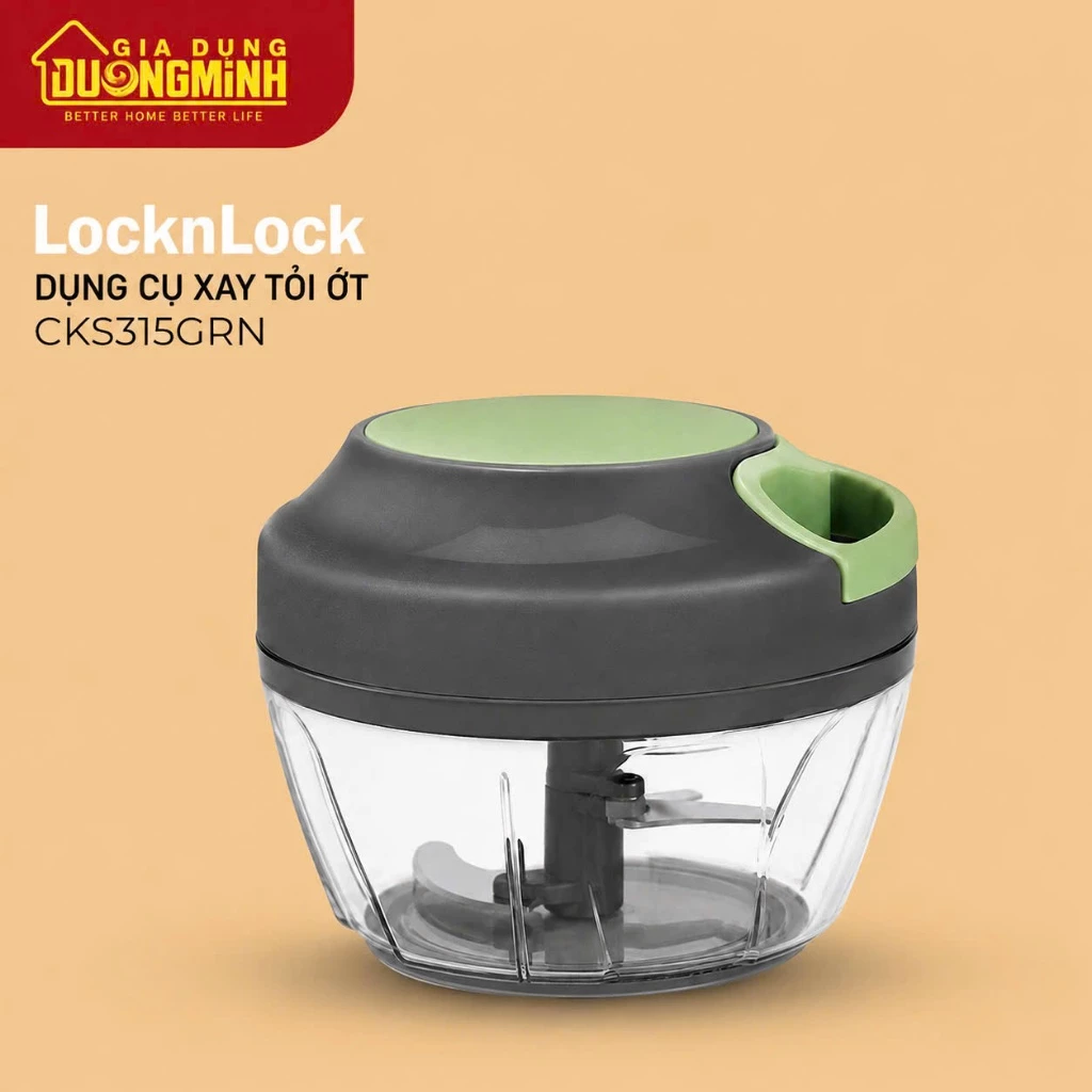 Dụng cụ băm rau củ quả màu xanh lá cây Lock&Lock 400ml CKS315GRN - Gia Dụng Dương Minh