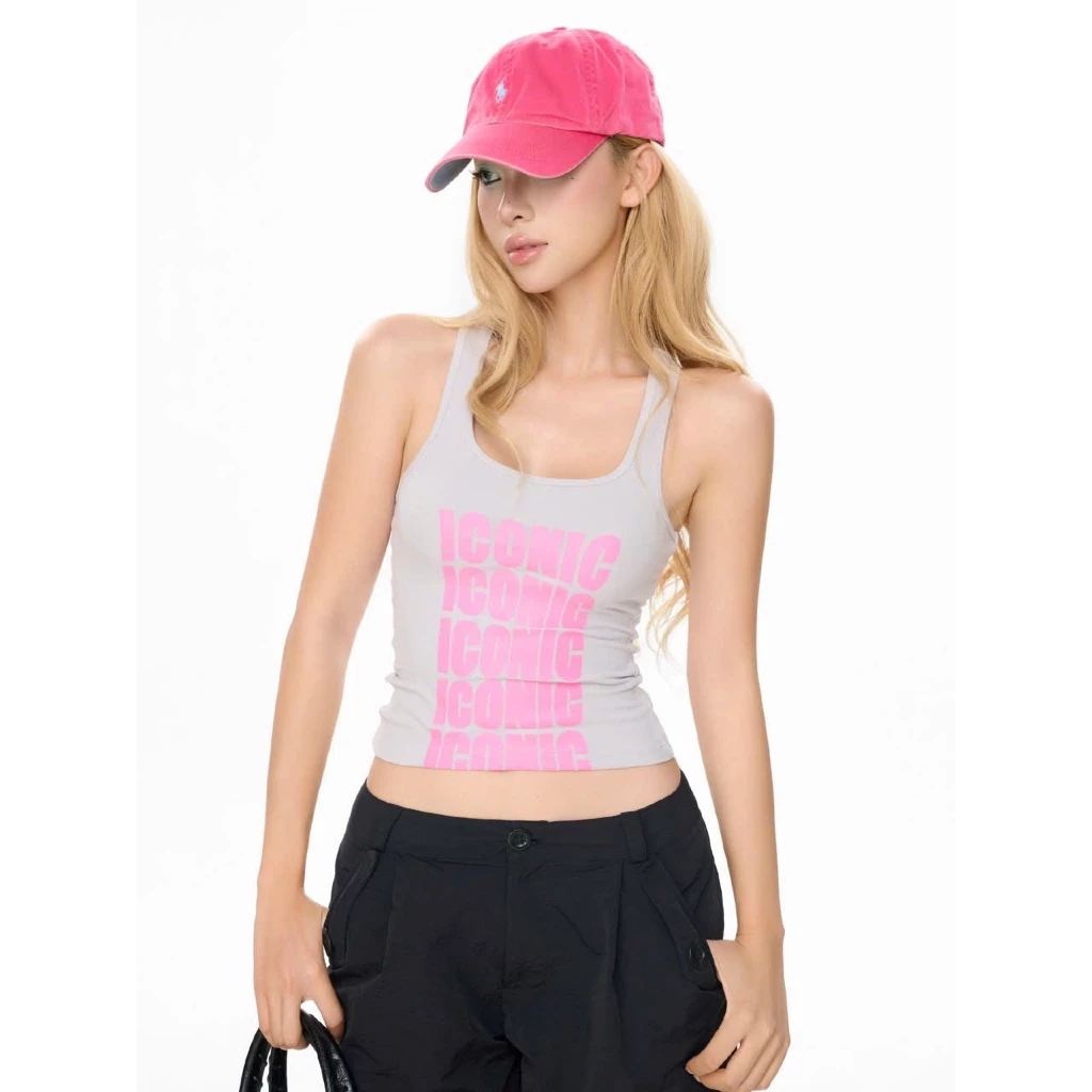 Áo Tank Top TWENTI Thun Rib Mỏng In Iconic