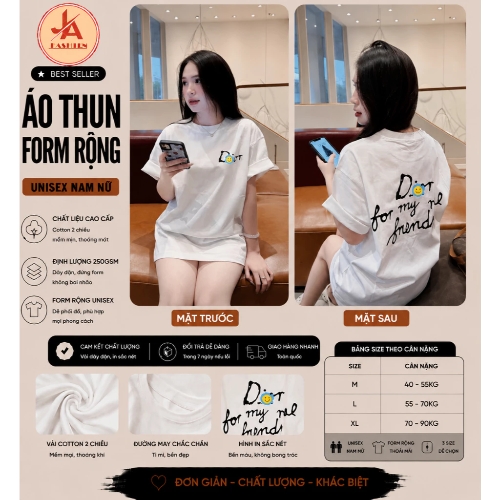 Áo thun form rộng  CHỮ DORI STYLE BASIC – ÁO PHÔNG UNISEX HOT TREND CHẤT COTTON CAO CẤP ĐL 260gsm