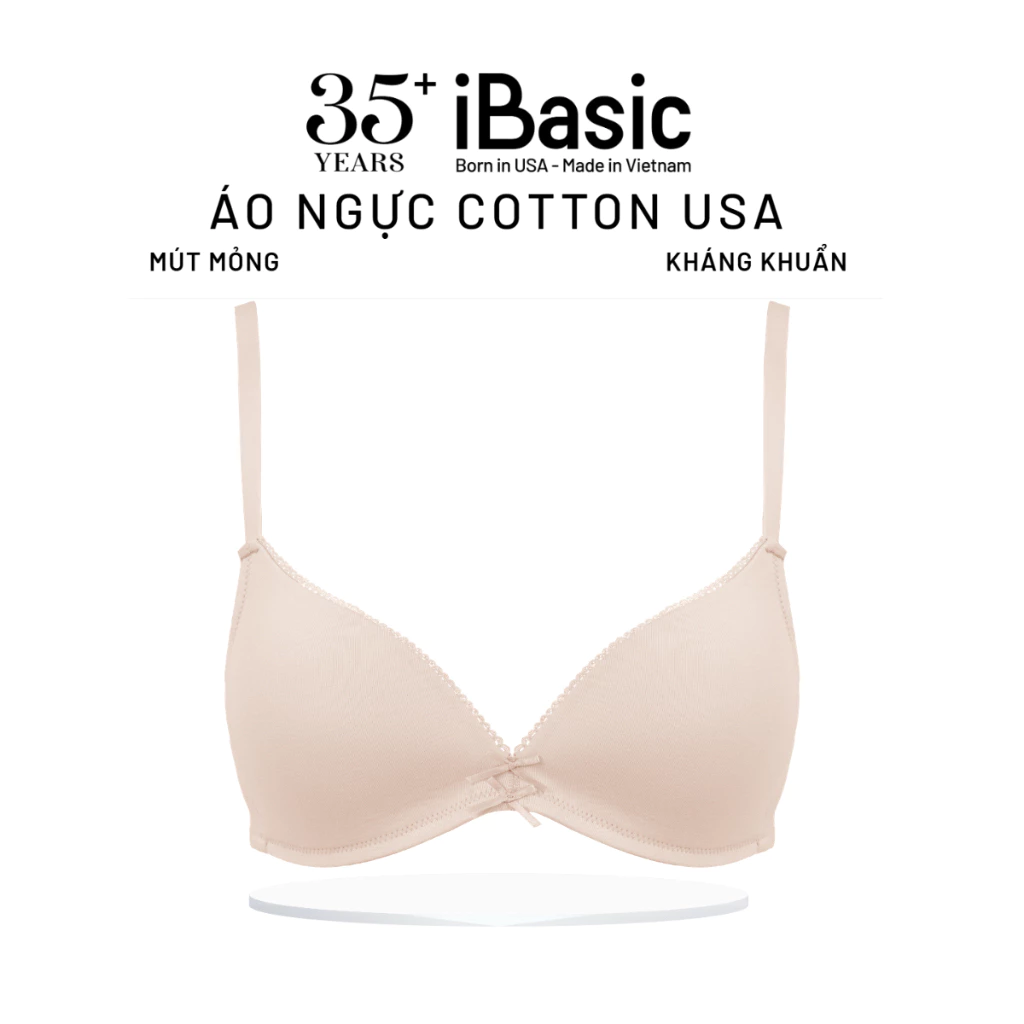 Áo ngực mặc áo dài nữ sinh iBasic không gọng mút mỏng cotton USA kháng khuẩn BRAY058