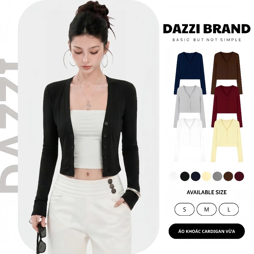 Áo khoác Cardigan có khuy dáng vừa chất cotton co dãn DAZZI Women K02