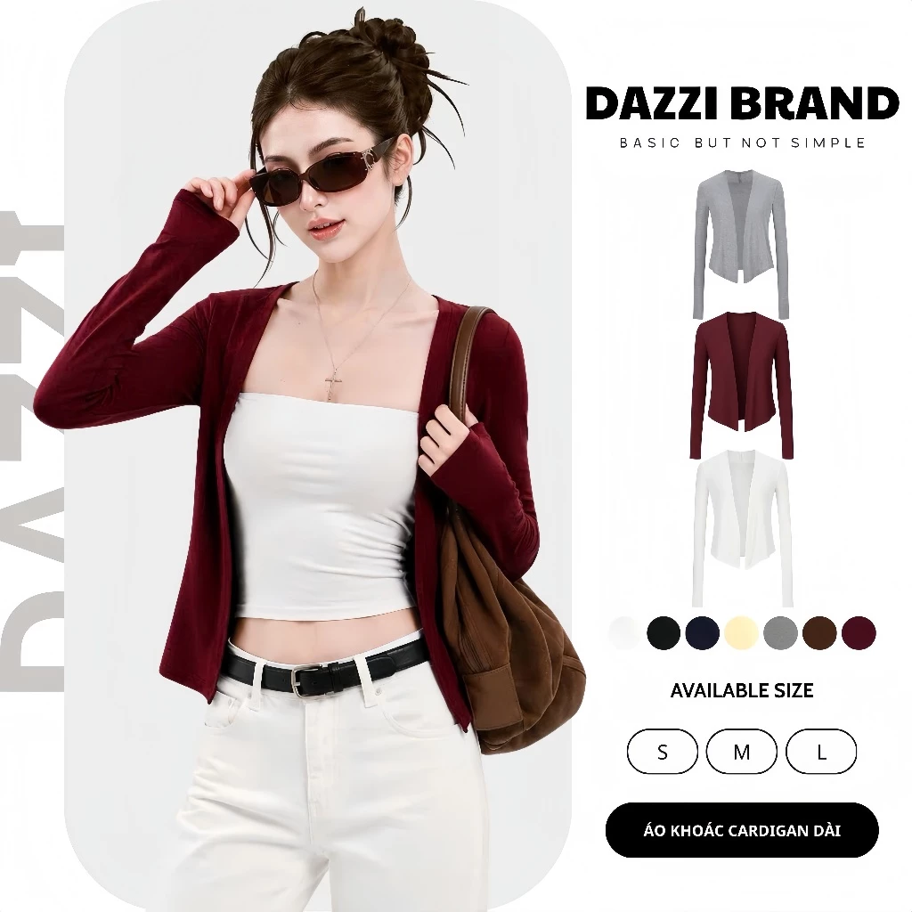 [MỞ BÁN] Áo khoác Cardigan dáng dài tà xéo chất cotton mịn DAZZI K03