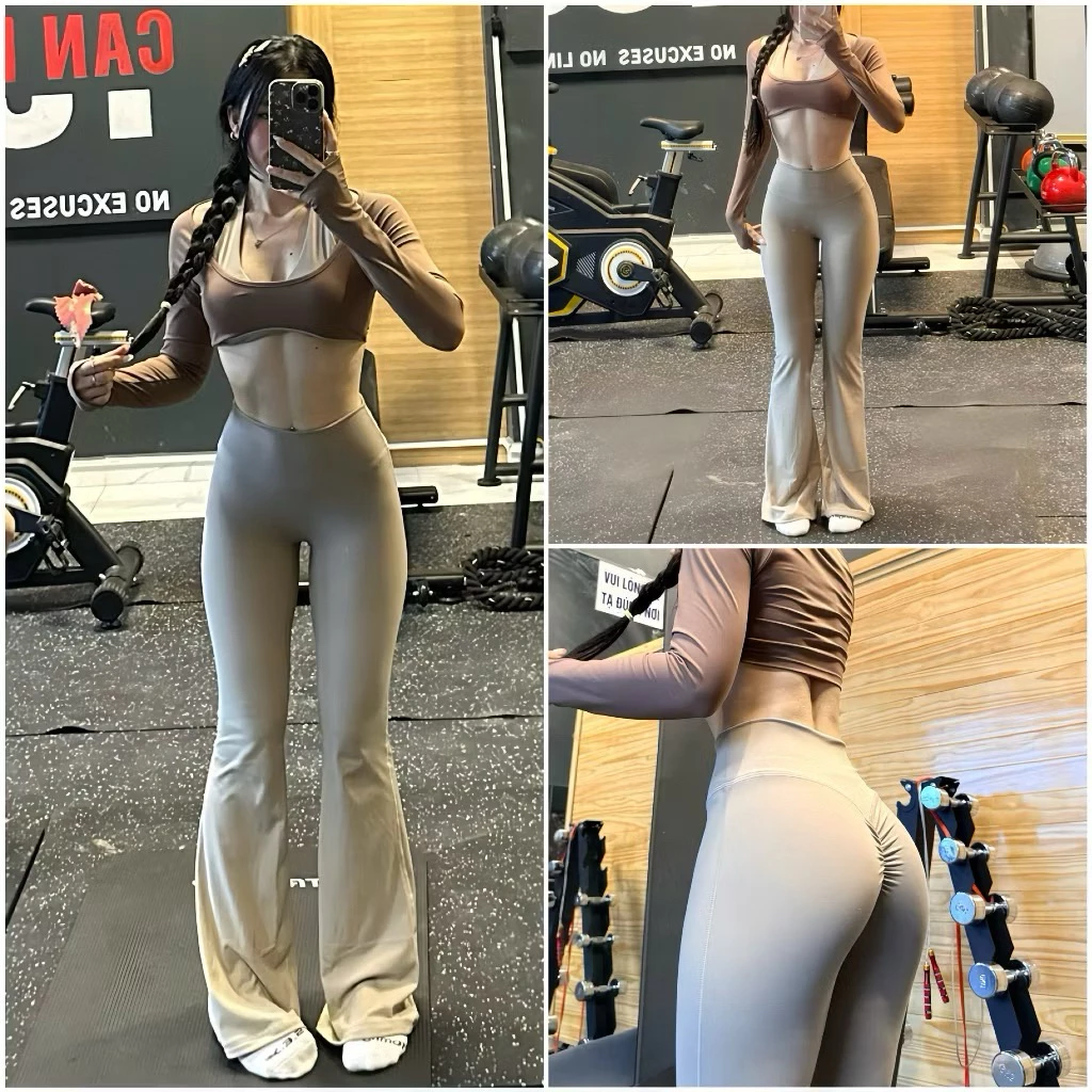 Quần Dài Ống Loe CHUN MÔNG  Q37 Chất  LULU  Co Giãn Thể Thao Tập - Gym - Yoga - Aerobic LINHLANSPORT