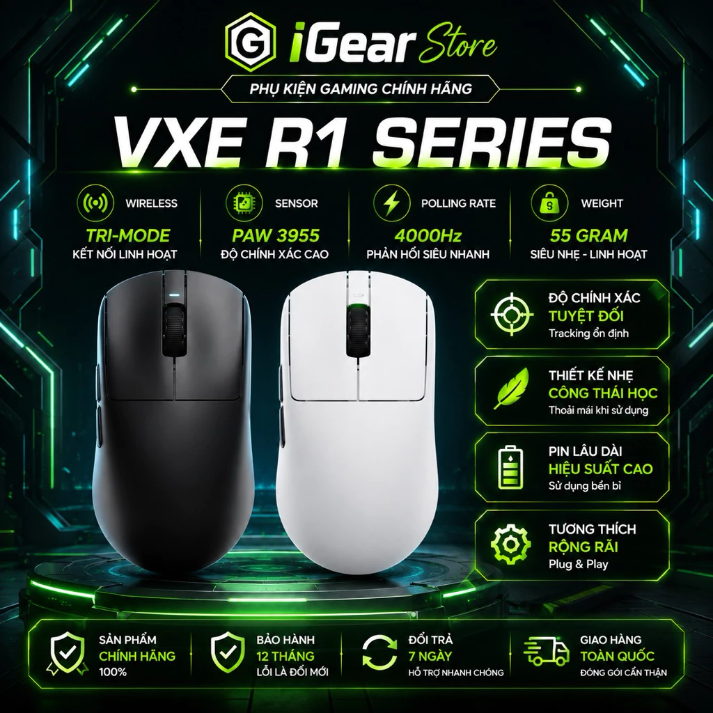 Chuột Gaming Không Dây VGN VXE R1 SE+/ R1 / Pro / Promax