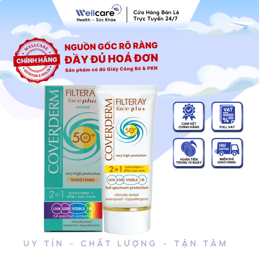 [✨CHÍNH HÃNG] COVERDERM Filteray Face Plus SPF50+ Normal 50ml Kem Chống Nắng Cho Da Thường