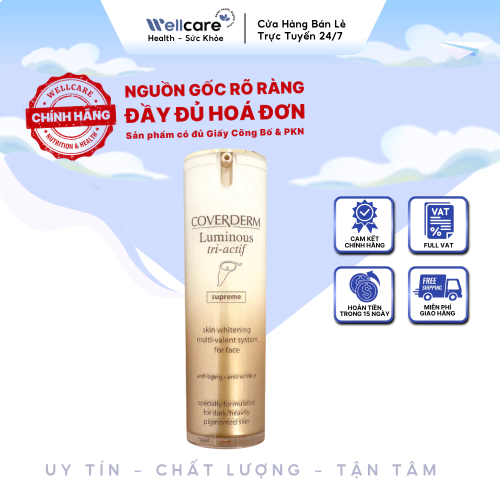 [✨CHÍNH HÃNG] COVERDERM Luminous Tri-Actif 30ml Kem Dưỡng Ban Đêm Hỗ Trợ Làm Mờ Nám
