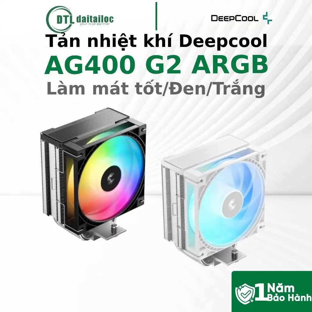 Tản nhiệt khí Deepcool AG400 G2 ARGB Màu Đen Trắng Làm mát ổn định | Chính Hãng | Bảo Hành 12 Tháng