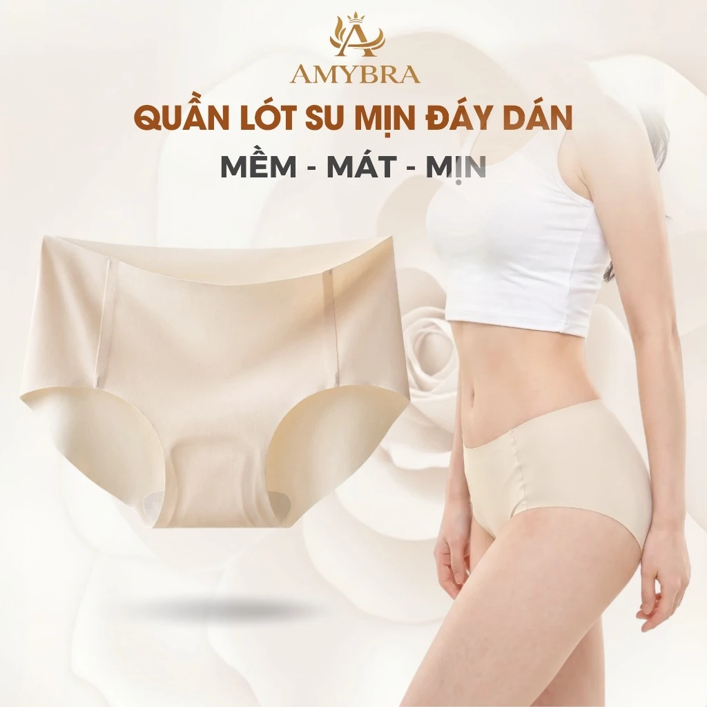 Quần Lót Nữ Đúc Su Mềm Mịn Không Lộ Viền, Quần Chip Nữ Cạp Vừa Đáy Dán 2 Lớp Kháng Khuẩn AMYBRA L059