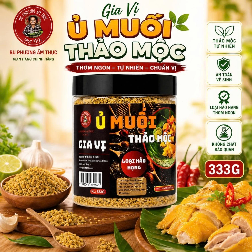 Hộp Gia Vị Ủ Muối Thảo Mộc - Thương Hiệu Bu Phương Ẩm Thực (Sản Phẩm Chính Hãng - Chuẩn Vị Thảo Mộc)