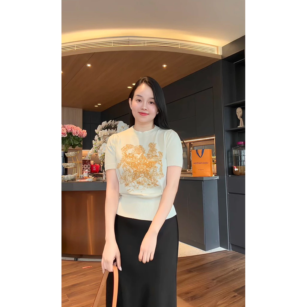 [HÀNG CÓ SẴN] Áo len cao cấp thêu chỉ nổi vàng - ALISA