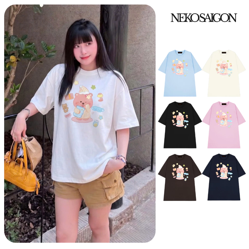 Áo thun tay lỡ form rộng unisex Neko.sg ATL519