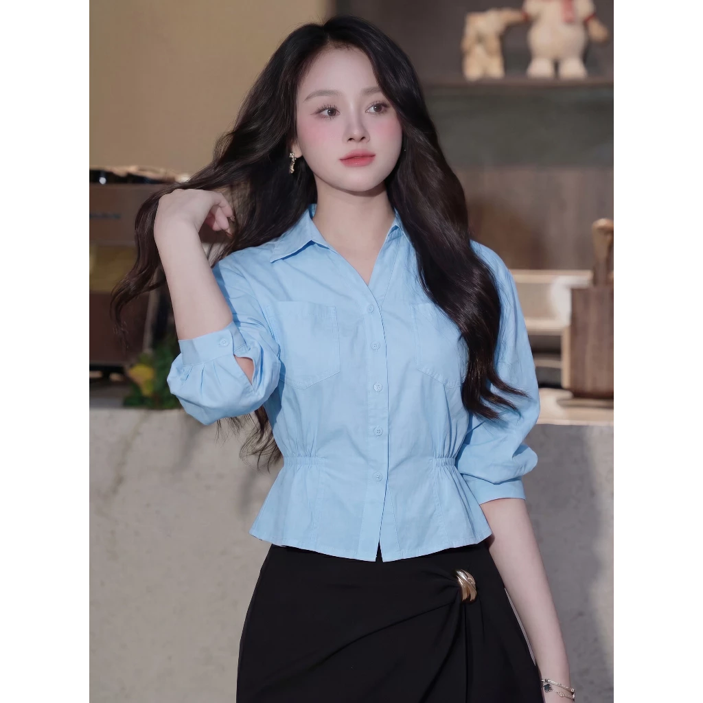Sơ mi  cổ V thiết kế chất liệu cao cấp, tôn dáng hợp nhiều lứa tuổi T3j