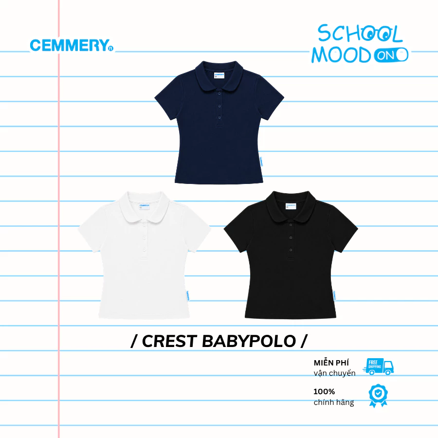 Áo Baby Polo CEMMERY Local Brand Chính Hãng Crest Baby Polo Vải Thun Bo Rib Co Giãn Form Ôm 3 Màu
