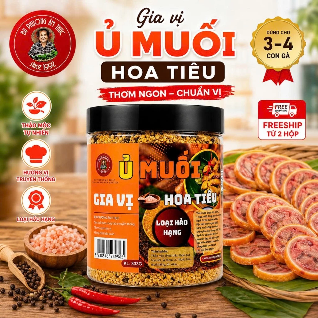 Bột Gia Vị Ủ Muối - Thương Hiệu Bu Phương Ẩm Thực (Hộp 333G Cho 3-4 Con Gà Dưới 2kg) - Đậm Vị